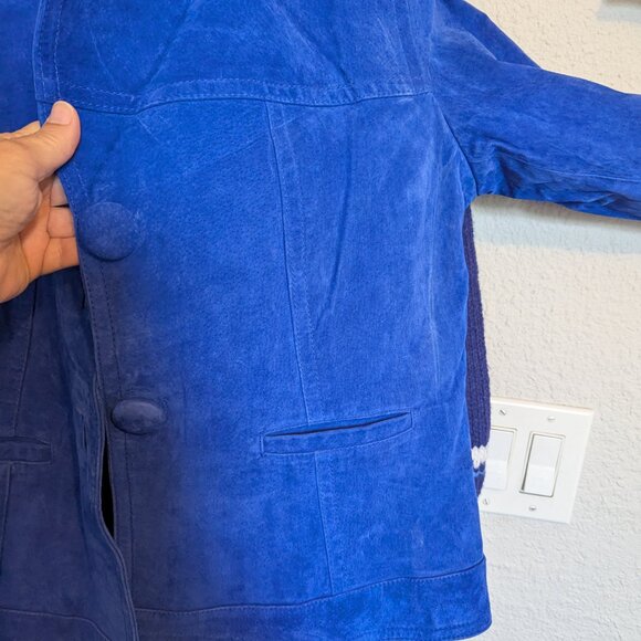 NWT Vintage COBALT LEATHER / SUEDE Jacket | Chico's | Size 2 M / L - Picture 5 of 8